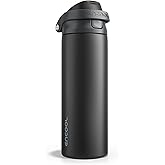 ENCOOL Leakproof Insulated Water Bottle with Straw Dual-Sip Water Bottle Bag-Safe Design for Work, Commute & Gym – Keeps Drinks Cold All Day, 32 oz, Jet Black