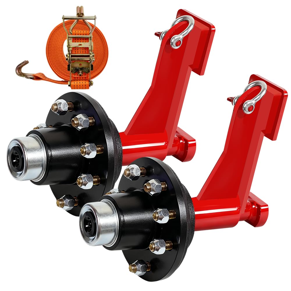 Photo 1 of Upgrade 2 Pack Shipping Container Wheels 8-Lug Wheels Kit, Shipping Container Axle, Heavy Duty Shipping Container Accessory with Ratchet Tie Downs for Moving 20ft - 40ft Container