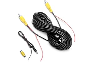 Weuaste Professional Upgraded Double-Shielded RCA Video Cable for Monitor and Backup Rear View Camera Connection (20FT / 6M), AV Extension Cable with RCA Video Female to Female Coupler and Power Cable