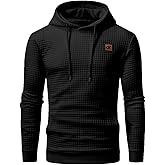 Yundobop Men's Pullover Hoodies Plaid Jacquard Long Sleeve Drawstring Hipster Casual Hooded Sweatshirts with Kanga Pockets