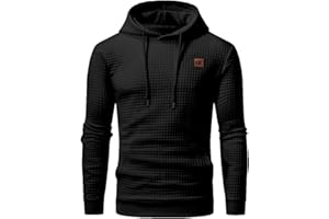 Yundobop Men's Pullover Hoodies Plaid Jacquard Long Sleeve Drawstring Hipster Casual Hooded Sweatshirts with Kanga Pockets