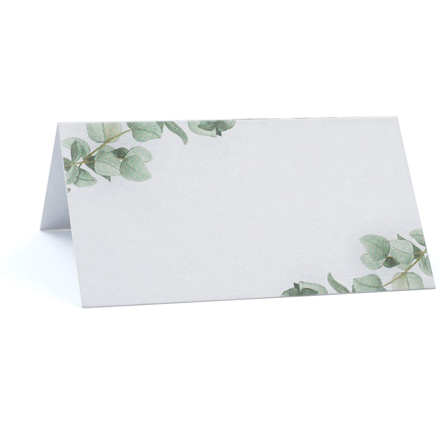 Greenery Place Cards for Weddings or Dinner Parties, 50 Piece Tent Table Place Cards, Printable Seating Cards, Name Escort Cards, Elegant Botanical Wreath Twig Design, 3.5” x 2” (Greenery)