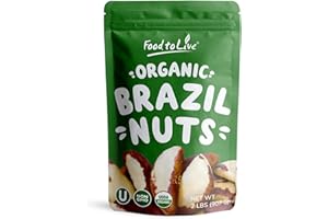 Food to Live Organic Brazil Nuts, 2 Pounds – Non-GMO, Raw, Whole, No Shell, Unsalted, Kosher, Vegan, Keto, Paleo Friendly, Bu