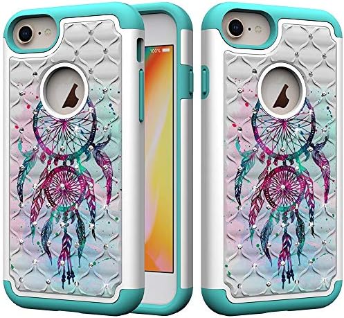 iPhone 8 Case, iPhone 7 Case, iPhone 6/6s Case, UZER Dual Layer Shockproof Glitter Sparkle 3D Diamond Bling Rhinestone Painted Series Hard PC+ Soft Silicone Hybrid Impact Case for iPhone 8/7/6S/6 4.7"