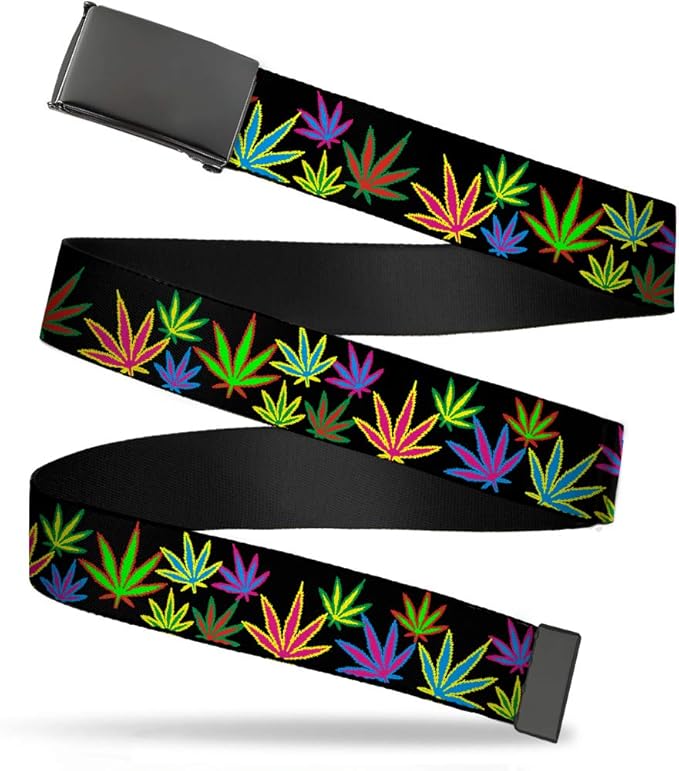BuckleDown Men's  Belt Weed, Multicolor, 1.5" WideFits up to 42