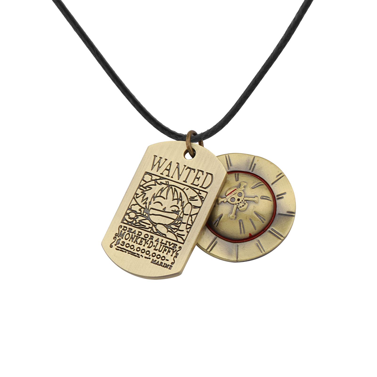 FAADBUK Anime Bronze Straw Hat Luffy Keychain Necklace Cosplay Fans Gift (Luffy Hat Black Rope)