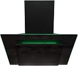 SIA 90cm Black Glass Angled Kitchen Cooker Hood with LED Mood Lighting view 8