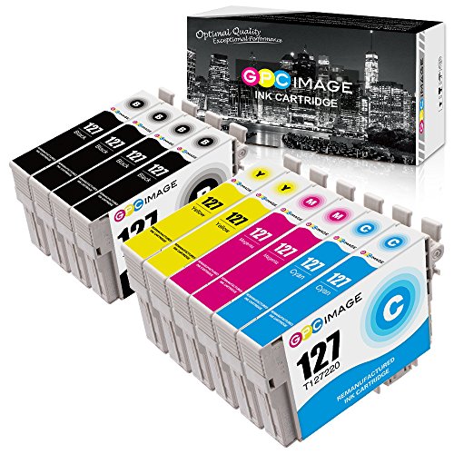 GPC Image 10 Pack Remanufactured Ink Cartridge Replacement for Epson 127 T127 for Epson WorkForce WF-3520 WF-3530 WF-3540 WF-7010 WF-7510 WF-7520 545 NX530 NX625 (4 Black, 2 Cyan, 2 Magenta, 2 Yellow)