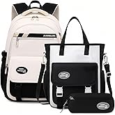 Mildame Backpacks for Girls Set, Aesthetic Backpack for Teens, Lightweight Classic Backpack for Kids, 3Pcs Boys Girls Bookbags with Cute Pendant