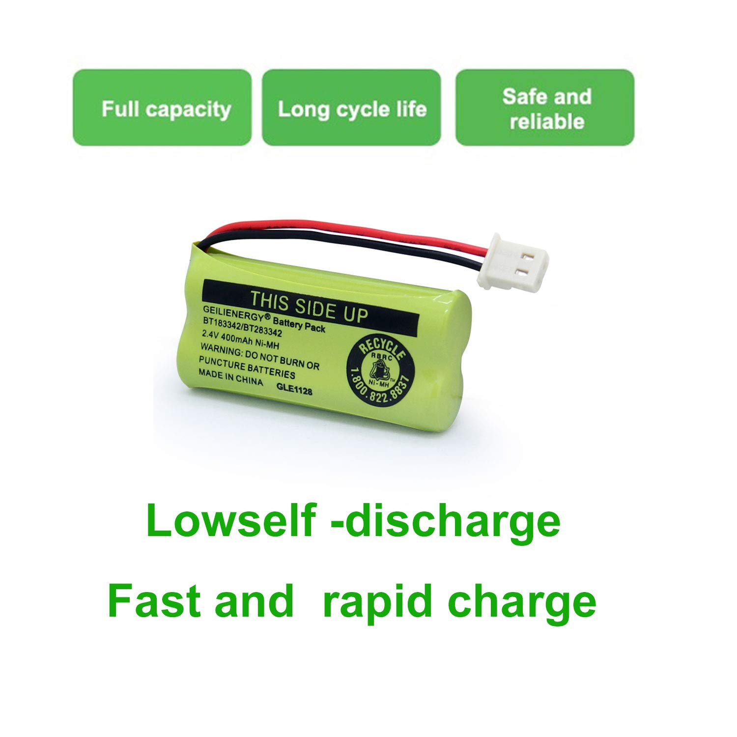 GEILIENERGY BT162342 BT262342 Battery Compatible with BT183342 BT283342 BT166342 BT266342 Vtech CS6114 CS6419 CS6719 with AT&T EL52300 CL80112 CS6719-2 Cordless Handsets (Pack of 4)