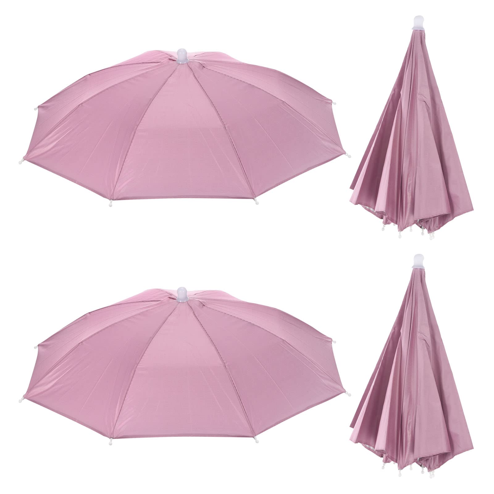 PATIKIL Umbrella Hat, 4 Pack 20 Inch Folding Sun Rain Cap Hands Free Fishing Umbrella Hat for Golf Fishing Camping Outdoor, Pink