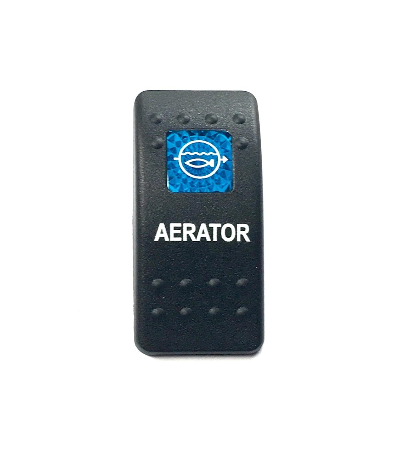 Euro Rocker Switch Cover with Text, Black with Blue Lens. Contura II, Fits Carling, Cole Hersee, Blue seas