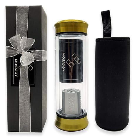 Tea Bottle Tumbler With Infuser Bpa Free Double Wall Glass Travel Tea Mug With Stainless Steel Filter Leakproof Tea Bottle With Strainer For Loose