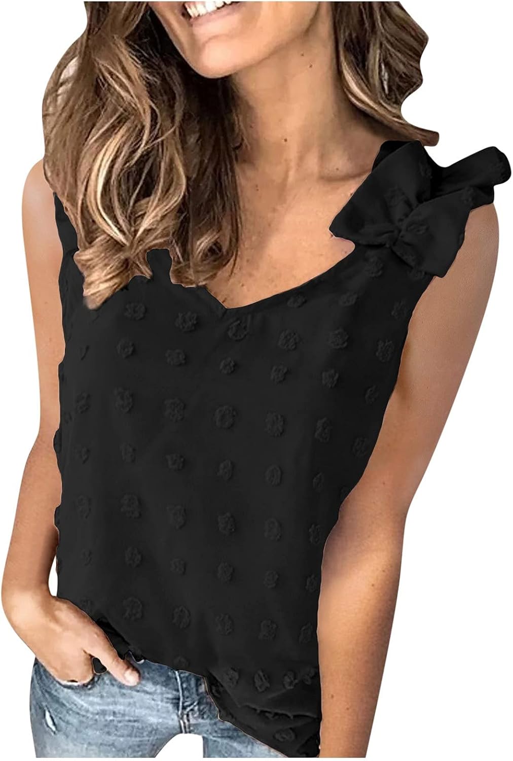 Amazon.com: Cute Tank Tops for Women Juniors Dressy Ruffle Strap V Neck Cami Tank Top Summer 