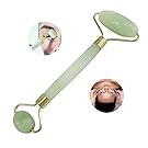 Jade Roller for Face - Natural Jade Skin Roller Facial Messager Anti Aging Beauty Skincare Tool For Skin Rejuvenation and Slimming Massage,Double Rollers