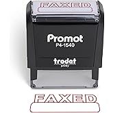 Promot Faxed Self Inking Rubber Stamp - Refillable Office Stamp - Red Ink | Bold High-Visibility Imprint, Crisp &amp; Consistent Impressions, Fast One-Hand Operation, Refillable Ink System, Clear Stampings
