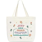 Canvas Tote Bag, Book Tote Bags, Book Lover Gift, Just One More Chapter Tote, Library Tote Bag, Reusable Grocery Shopping Bag, Library Shoulder Bag For Reader Bookish Women Friend Bookworm A(10)