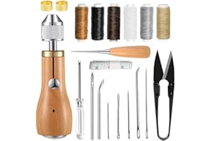 HOULIBIFY Sewing Awl Kit, Portable Tool Stitching Leather Sewing Thread, Waxed Thread Kit for DIY Leather Sewing Repair Craft
