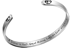 Inspirational Cuff Bangle Bracelet Motivational Quote Wrist Cuff Bangle Engraved Stainless Steel Jewelry for Best Friend Sist