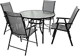 Panana 105cm Round Outdoor Dining Table Parasol Hole Tempered Glass Base Patio view 7
