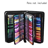 Canvas Colored Pencil Case, Travel Portable Pencil Wrap Holder Pen Bag Pouch for Prismacolor Watercolor Pencils, Crayola Colored Pencils, Gel Pens, Marco Pens and Cosmetic Brush (150 Slots)