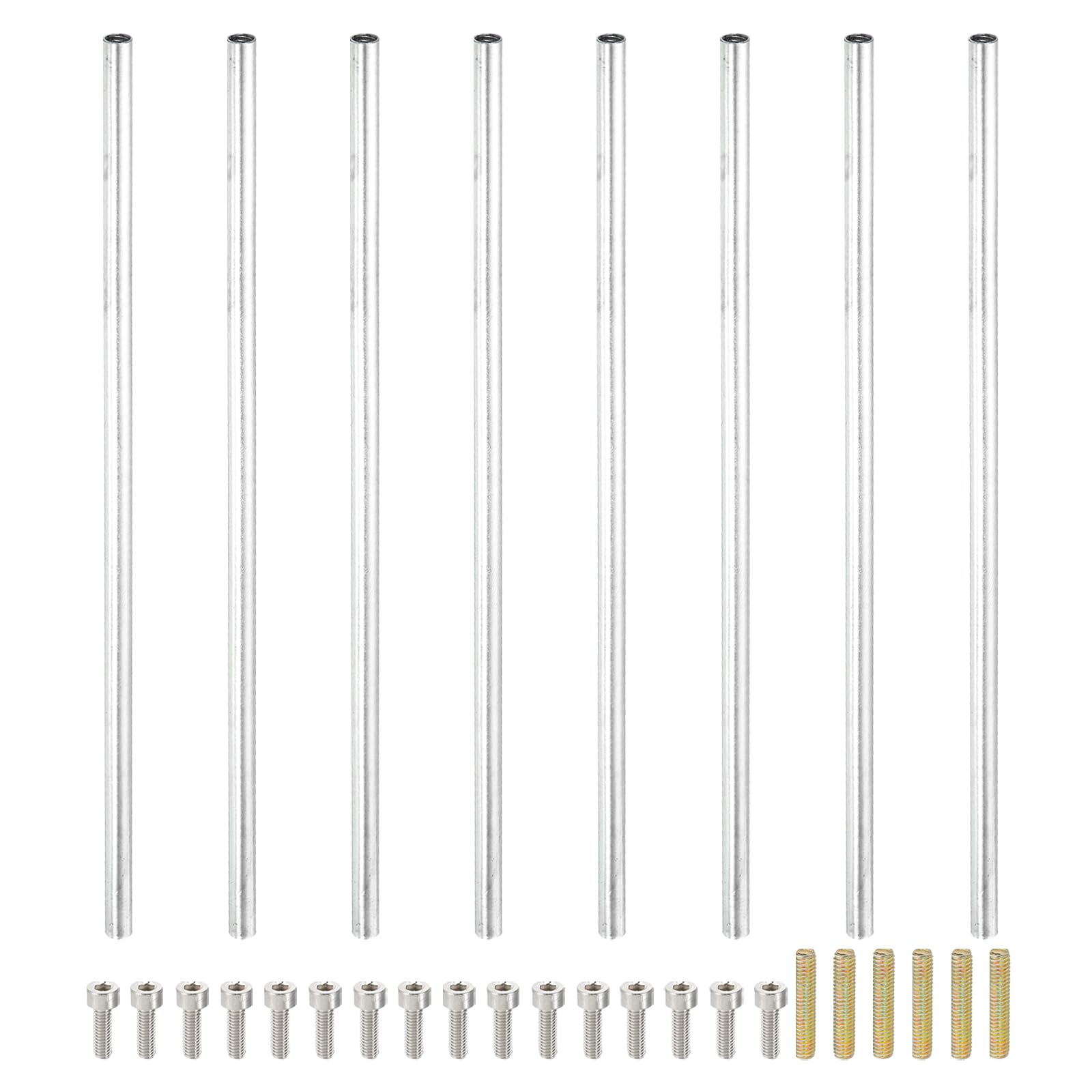 PATIKIL 170mm (6.7") Round Coupling Nuts Kit, M4 Threaded Connector Bar Hardware with Fully Thread Rods Socket Screws for Lamp Model Furniture DIY Repair Part