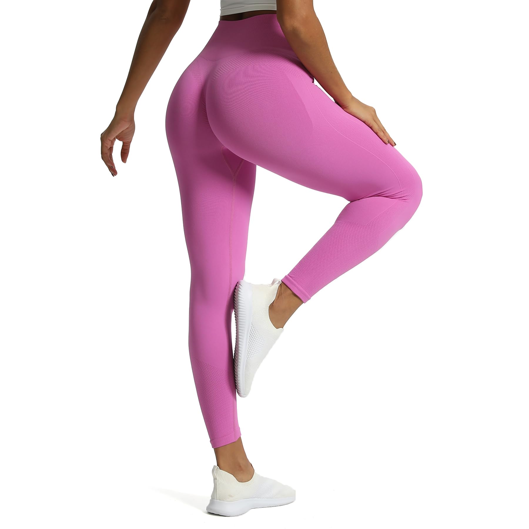 Photo 1 of Aoxjox Workout Seamless Leggings for Women High Waisted Fitness Yoga Contour Sculpt Pants 22" (Spring Crocus, Medium)