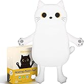 Microwave Heating Pad for Cramps Pain Relief, 16 * 12'' Moist Microwavable Period Menstrual Heating Pads for Cramps, Back, Neck Shoulder and Knee, Cute Stuffed Animal Heating Pad - White Cat