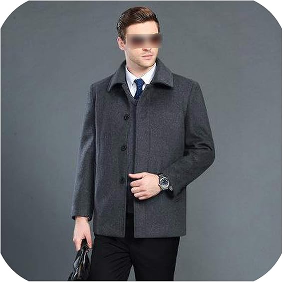 Amazon 高品質ブランド大サイズ4xl秋冬メンズ厚ラペルウールカシミヤコートメンズカシミヤ男性ショートジャケット ダークグレー 4xl コート ジャケット 通販
