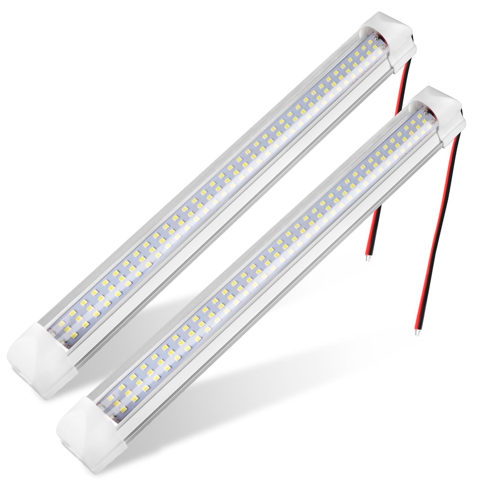 Linkstyle 2PCS 12V LED Interior Light Bar, 108 LEDs 1200LM 6000K Bright White Strip Light with Switch for Van Car Auto Camper Bus Caravan