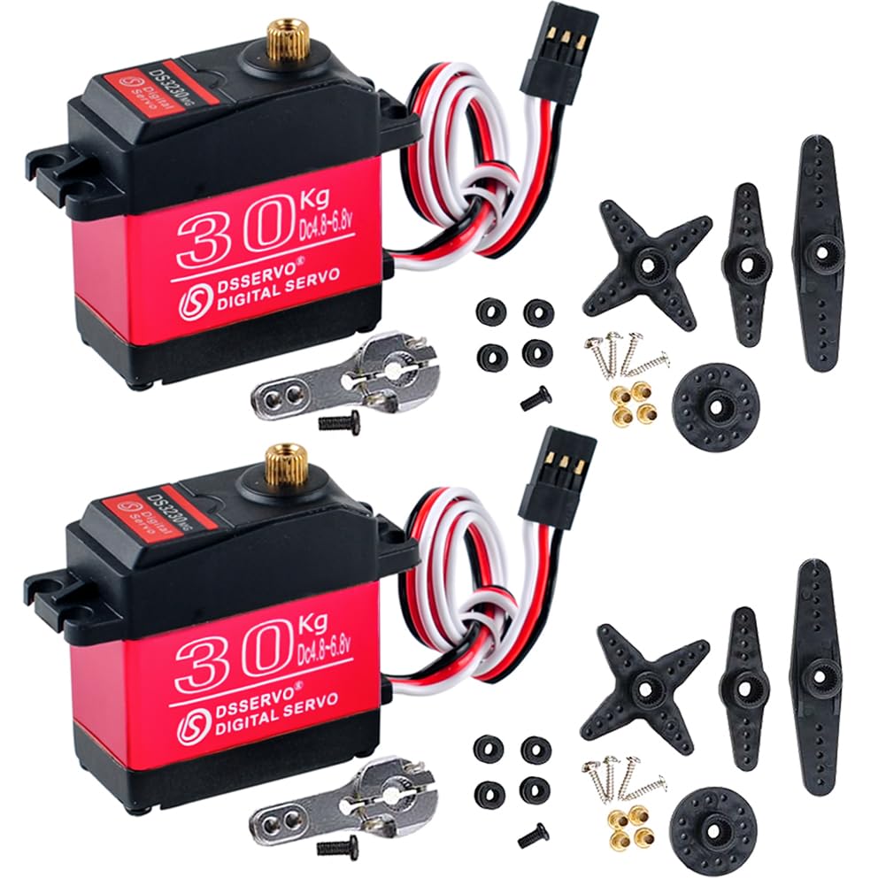DS3230MG 30KG Metal Gear Digital Servo High Torque Steering Gear Servo, Waterproof Aluminium Case RC Servo Motor for 1/8 1/10 1/12 RC Cars (Control Angle 270°, Pack of 2pcs)