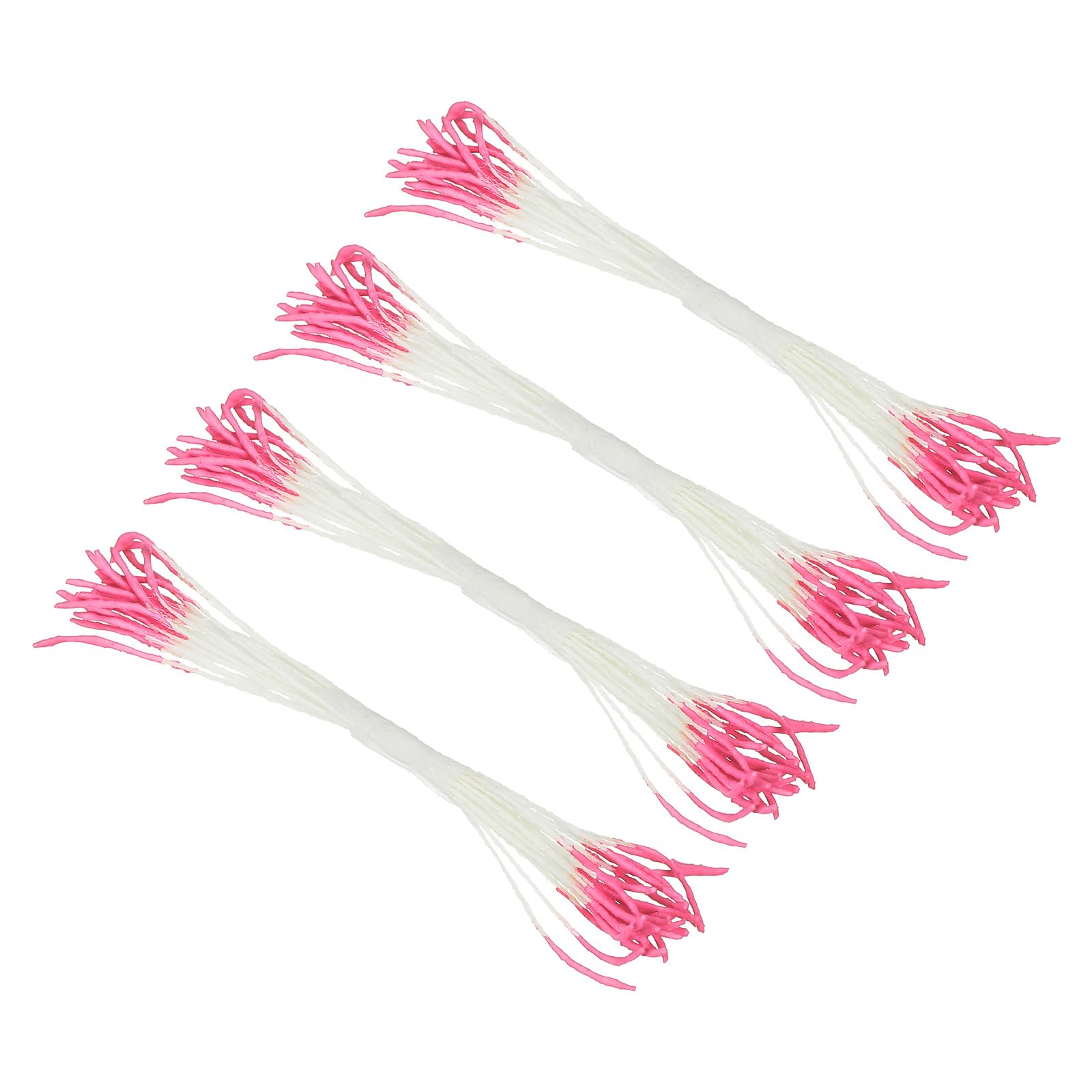 PATIKIL 100 Pcs Rose Red Artificial Flower Stamen, 10mm Double Heads, Romantic/Elegant Style for DIY Wedding Decoration