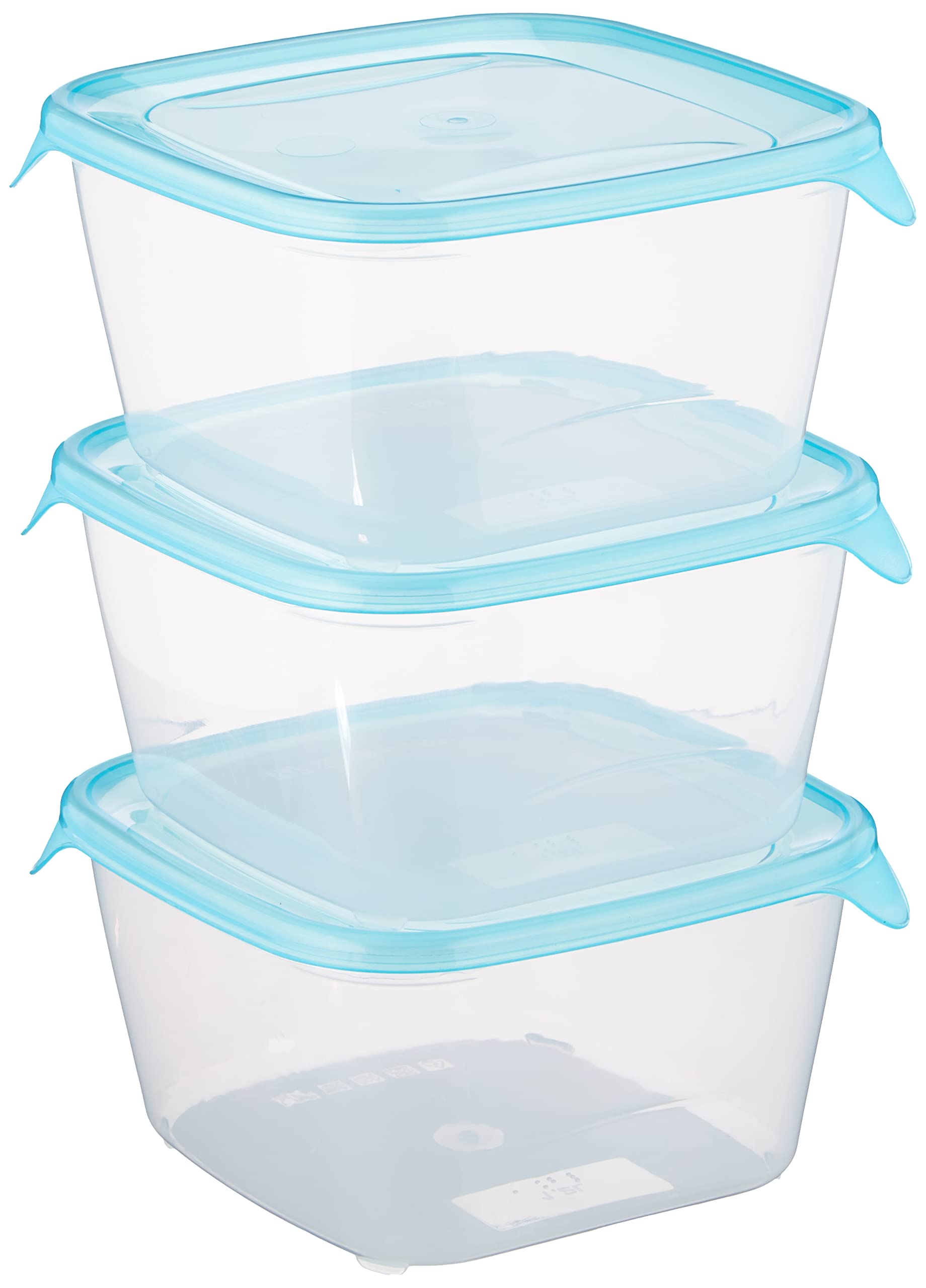 Curver 3 x 1.2 Litre Fresh&Go Storage Jar-Set, Transparent/Ocean Blue, 35 x 25 x 10 cm