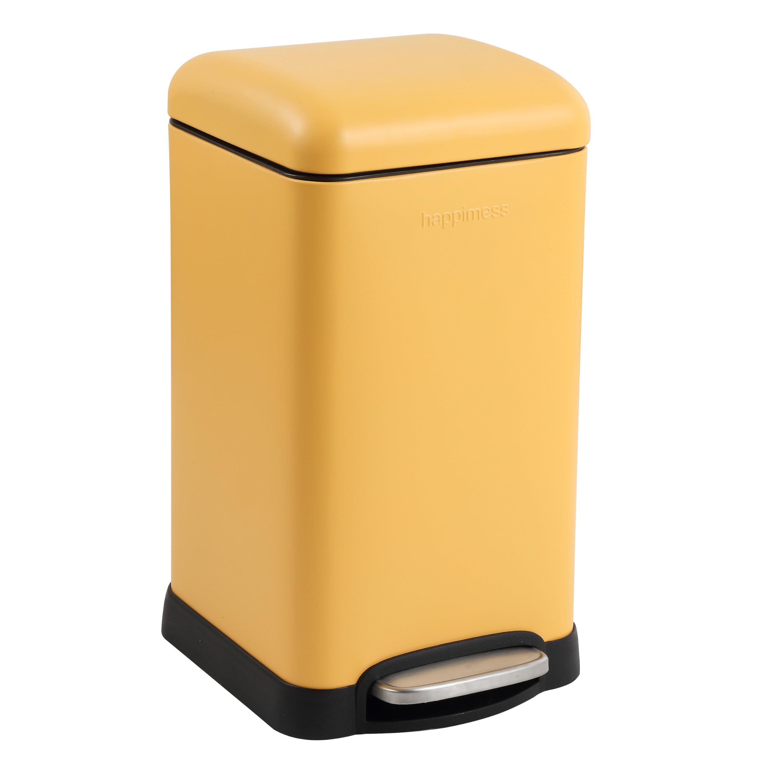 happimess HPM1012L Betty Retro Mini 3.2-Gallon Step-Open Trash Can, Daffodil Yellow for Home, Kitchen, Bathroom, Living Room, Office