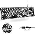 Macally Wired Keyboard for Mac (USB C + A) - Large Print and Backlit for Apple - 107 Key Full Size Large Letters USB C Keyboard for MacBook Pro/Air, Mac mini, iMac