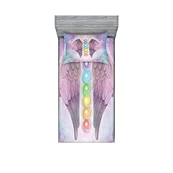 Ambesonne Angel Wings Fitted Sheet & Pillow Sham