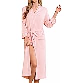 HEARTNICE Womens 100% Cotton Robe, Soft Kimono Spa Long Bathrobe Lightweight Loungewear