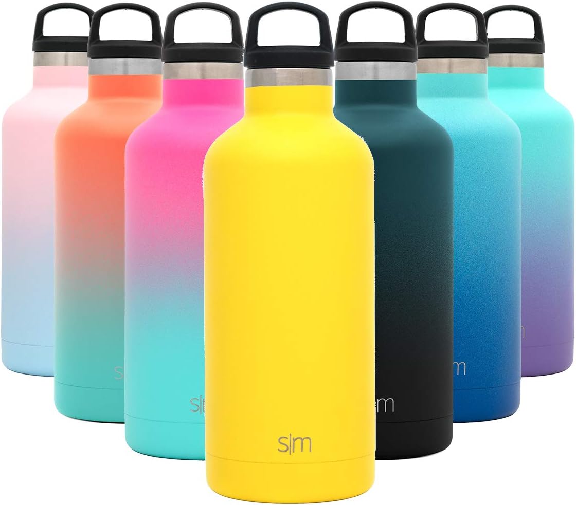 Simple Modern 32oz Ascent Water Bottle - Hydro Vacuum Insulated Tumbler Flask w/Handle Lid - Yellow Double Wall Stainless Steel Reusable - Leakproof: -Sunshine
