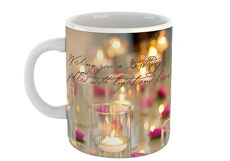 Giftowl Happy Birthday Joy And Light Ceramic Coffee Mug For Friend, Girlfriend & Boyfriend Glossy Finish With Vibrant Print