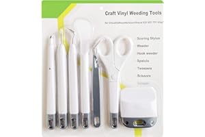 Corey-z Weeding Tools for Vinyl,Scissor,Tweezers,Weeders,Scraper,New Spatula,Scoring Stylus,Basic Weed Removal Tool Kit for Cricut/Silhouette/Siser HTV/Oracal Vinyl,7 pcs Gray