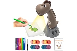 MFEESYOB Drawing Projector for Kids, Smart Art Sketcher Projector with 96 Stencils Cartoon Patterns and 12 Color Brushes, Tracing and Drawing Projector for Boys and Girls Aged 3-8 Years (Brown)
