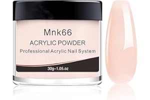 Mnk66 Acrylic Powder Professional Clear Pink Nude Milky White Acrylic Nail Powder for Nail Extension, French Nail Art 3D Flowers, Nail Carving, Beginner (YSJF001-30g)