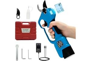 SUCA Electric Pruning Shears for gardening, LCD Cordless Pruner Shears with 2 Pack 21V 2.0Ah Battery, SK5 Blades Tree Branch Cutter -28mm(1.1 Inch) Cutting Diameter Clipper