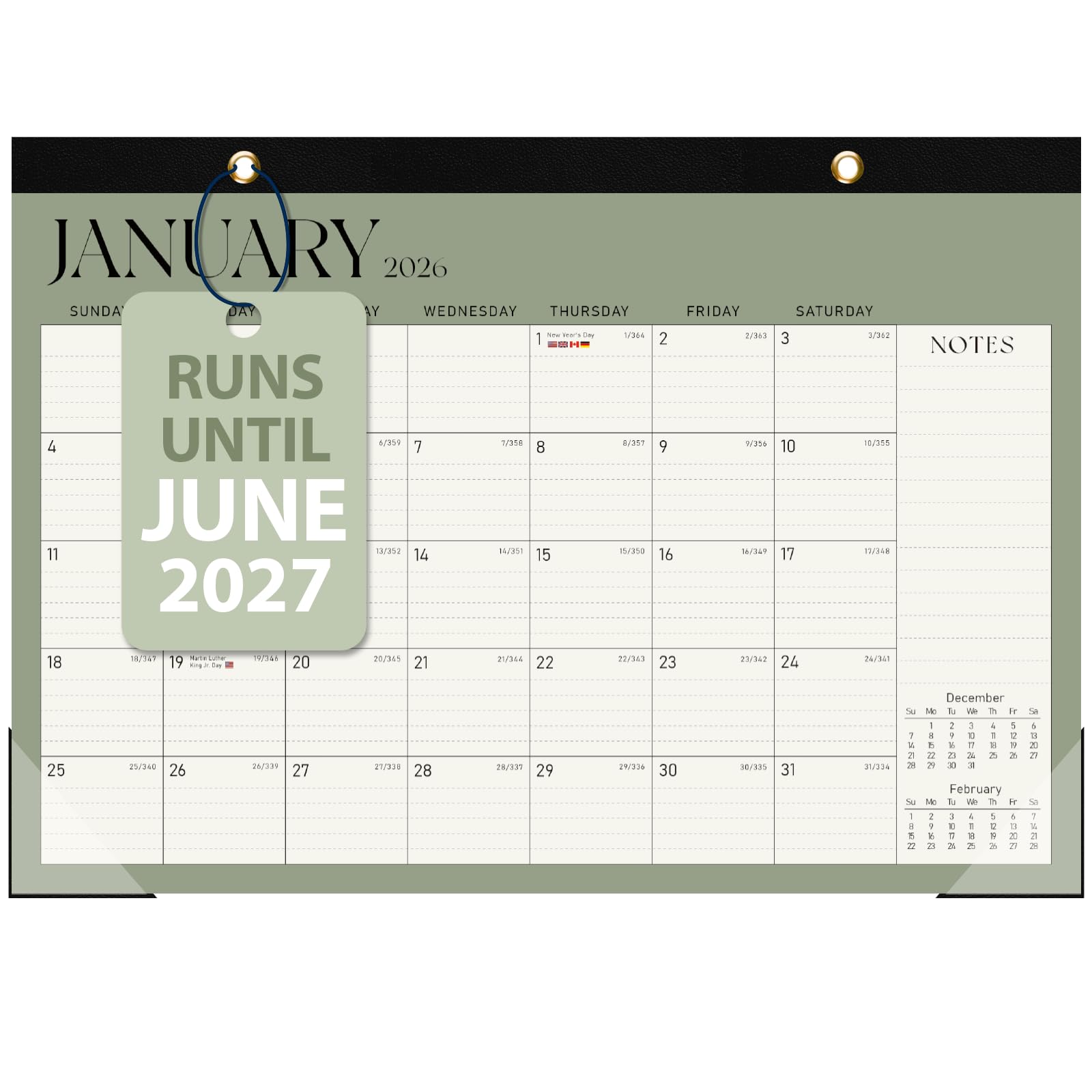 Photo 1 of 2026 Desk Calendar, Large Desktop/Wall Monthly Calendar (Jan. 2026 - Jun. 2027) 17'' x 12'' School Year Desk Planner for Teacher Family School Office Supplies