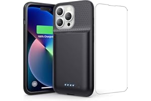 FEOB Battery Case for iPhone 13/13 Pro/14, [2025 Upgraded] 7500mAh Slim Portable Smart Charging Case Rechargeable Protective Extended Charging Cover for iPhone 13/13 Pro/14 Battery Pack (6.1 Inch), Black