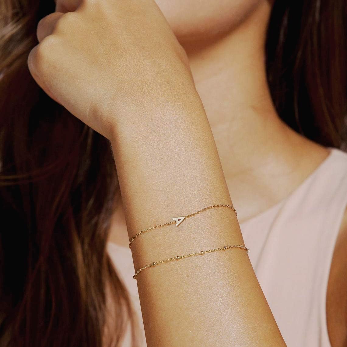 Dainty Gold Initial Bracelets for Women, 14K Gold Plated Gold Bracelets Initial Bracelets for Women Teen Girls Jewelry Chain Bracelets for Girls Kids Toddler Little Girls Jewelry Gifts Letter K: Jewelry