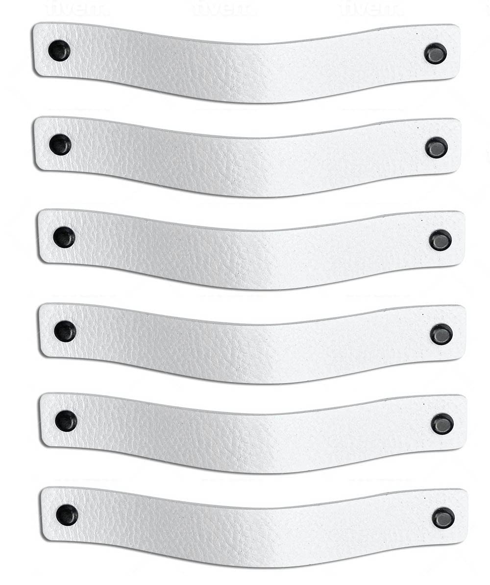 Brute Strength - Leather Handles for Furniture - White - 6 pcs - 20 x 2,5 cm - Cabinet Handle, Door Handle for Kitchen, Bathroom, cabinets, Dresser, Wood โ image 1