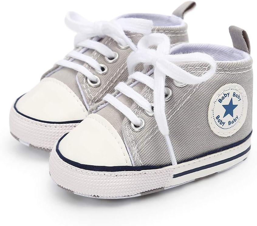 FAMI Baby Boys Girls Canvas Toddler Sneaker Anti-Slip First Walkers Candy Shoes 0-18 Months