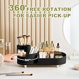 Bulla 360 Rotating Makeup Organizer, 5 Compartments, ABS Black Storage view 2