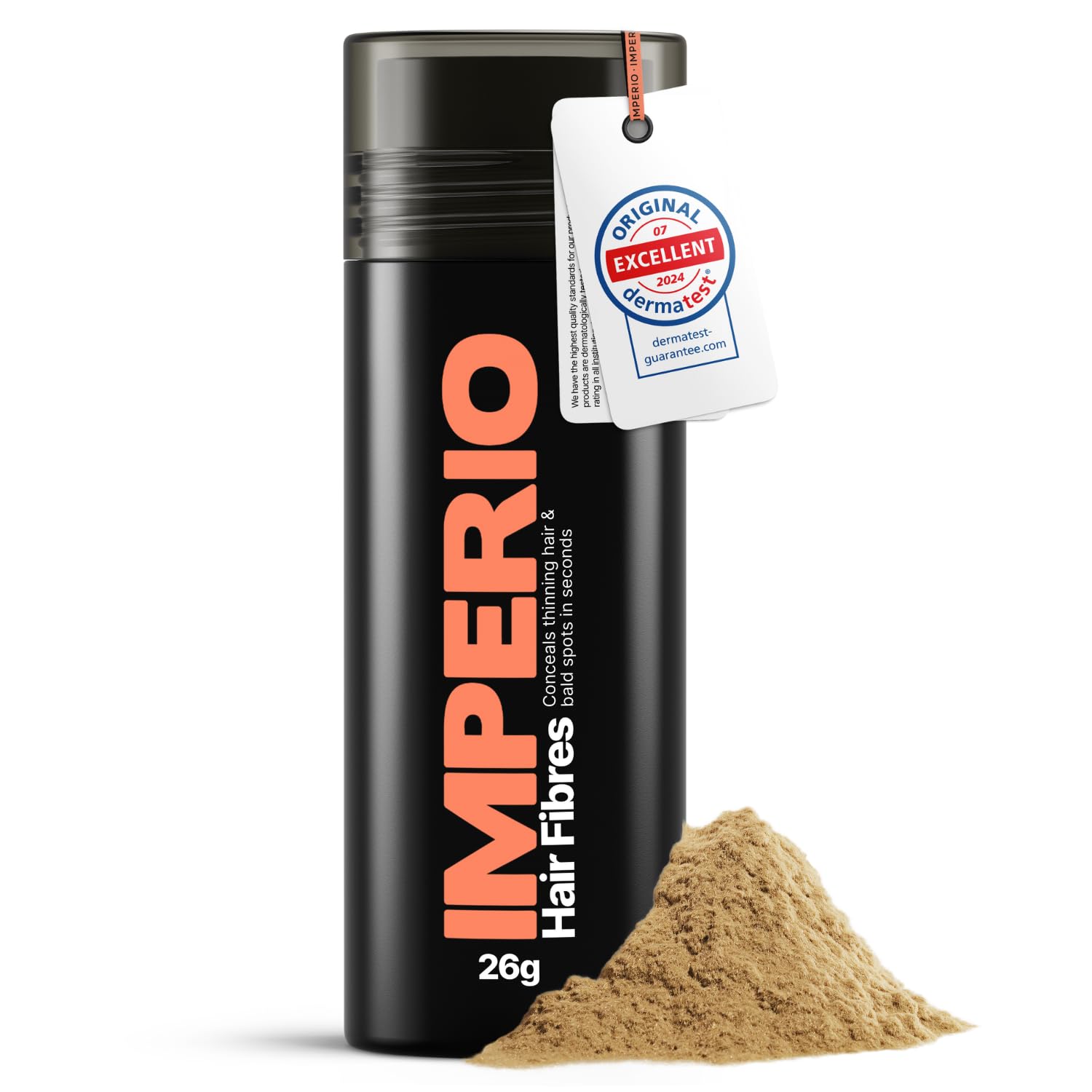 IMPERIO Hair Fibres for Thickening & Full Hair in Seconds. Shake-on hair filler for an Authentic Look. 100% Natural! Premium Salon Quality Hair Building Fibres - 26g (dark blonde)